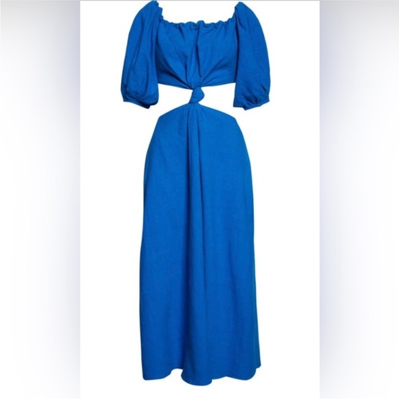 NWT Farm Rio Blue Linen Cut Out Dress Size S Retail $200 - Picture 4 of 8